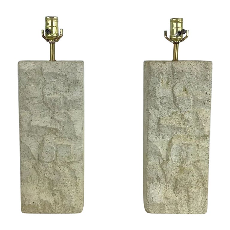 Paar Vintage Modern Concrete Tischlampen