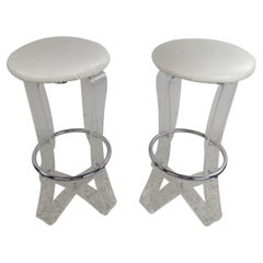 Pair of Vintage Modern Lucite Bar Stools