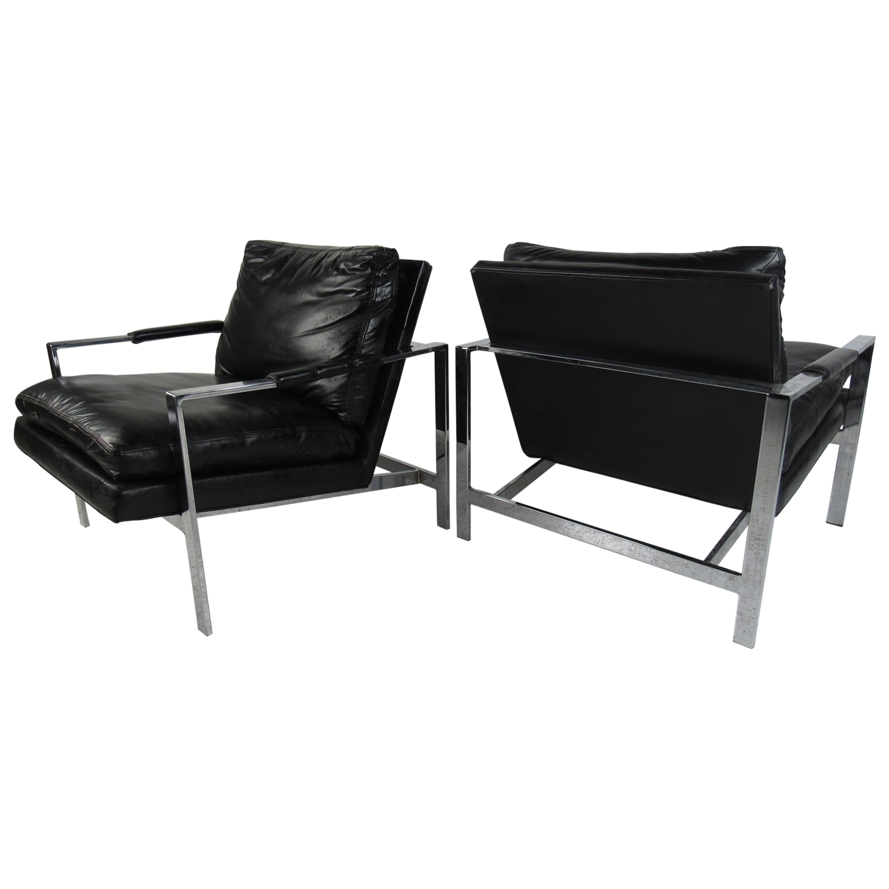 Pair of Vintage Modern Milo Baughman Lounge Chairs for Thayer Coggin