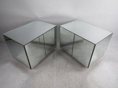 Pair of Vintage Modern Mirrored Cabinets