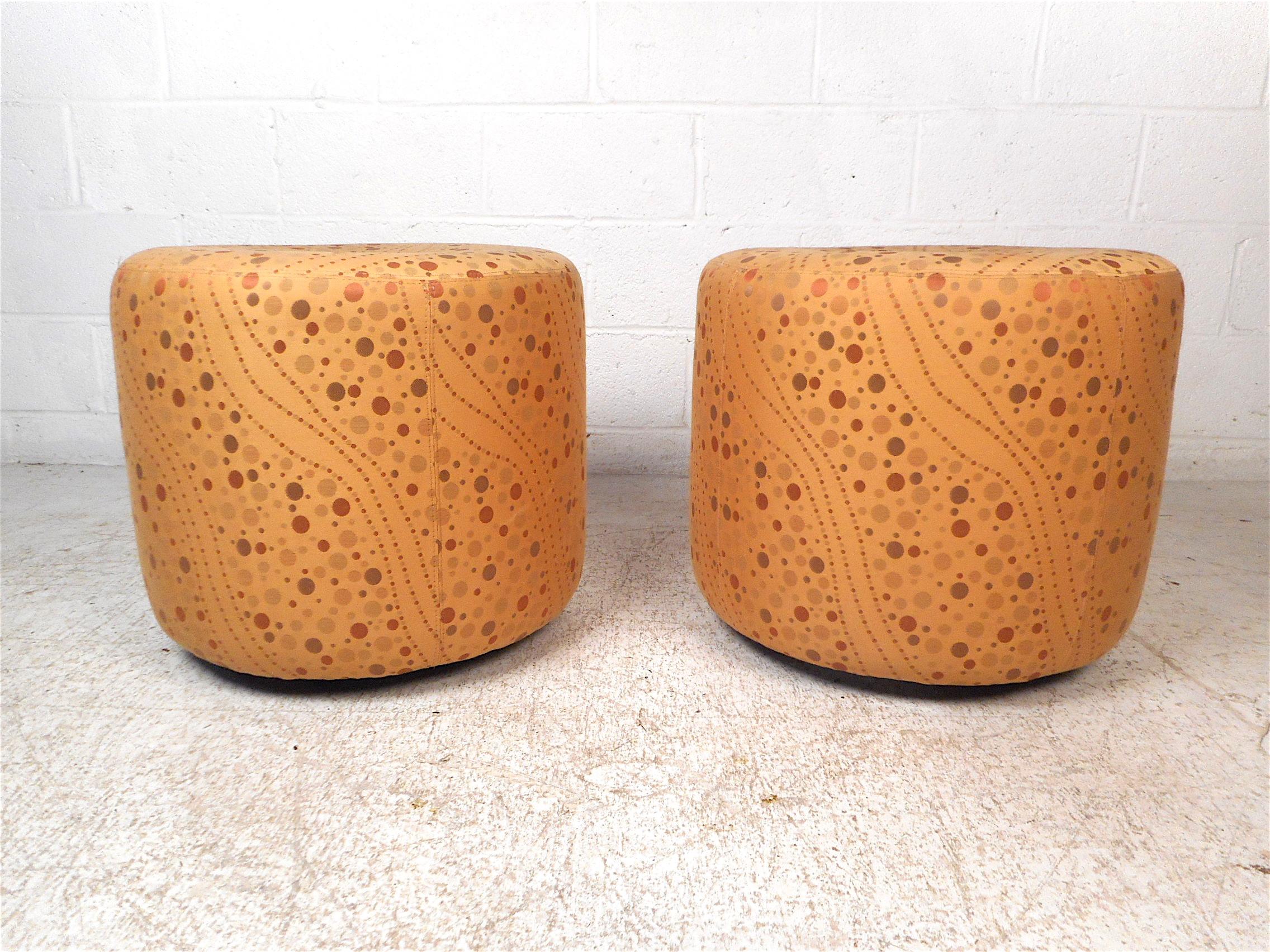 Mid-Century Modern Pair of Vintage Modern Rolling Ottomans For Sale