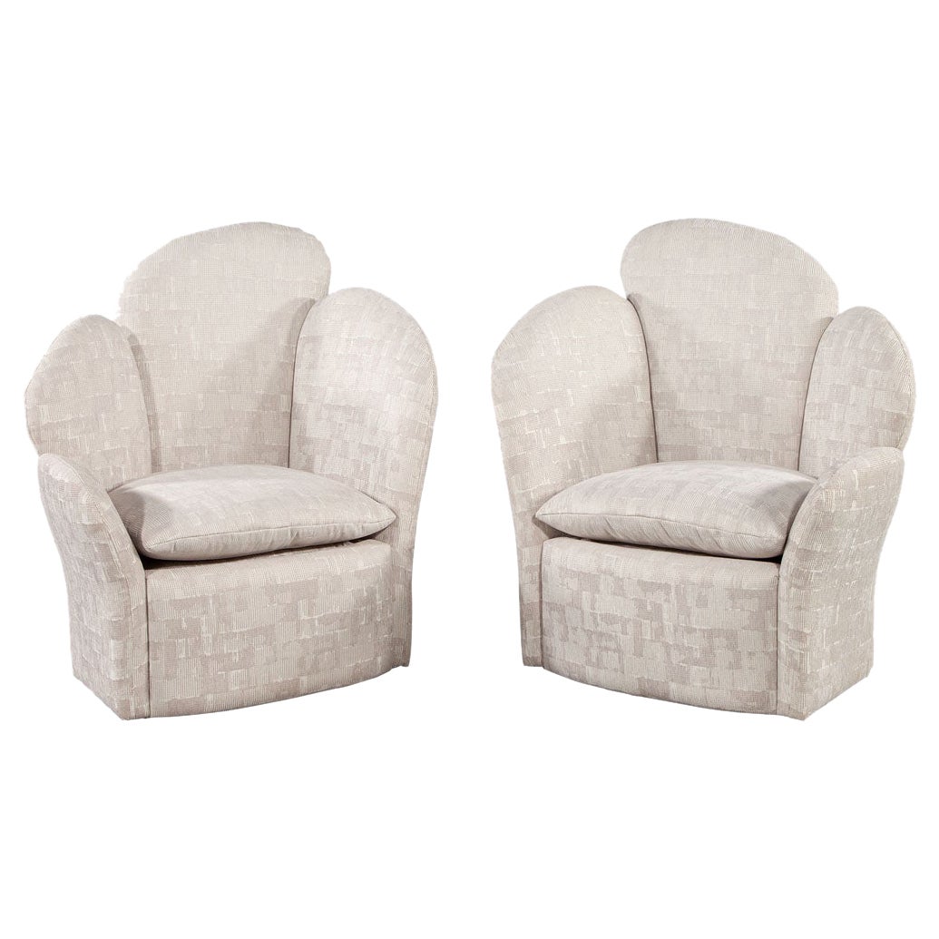 Moderne Vintage-Parlor-Sessel mit Tulpenrückenlehne, Paar