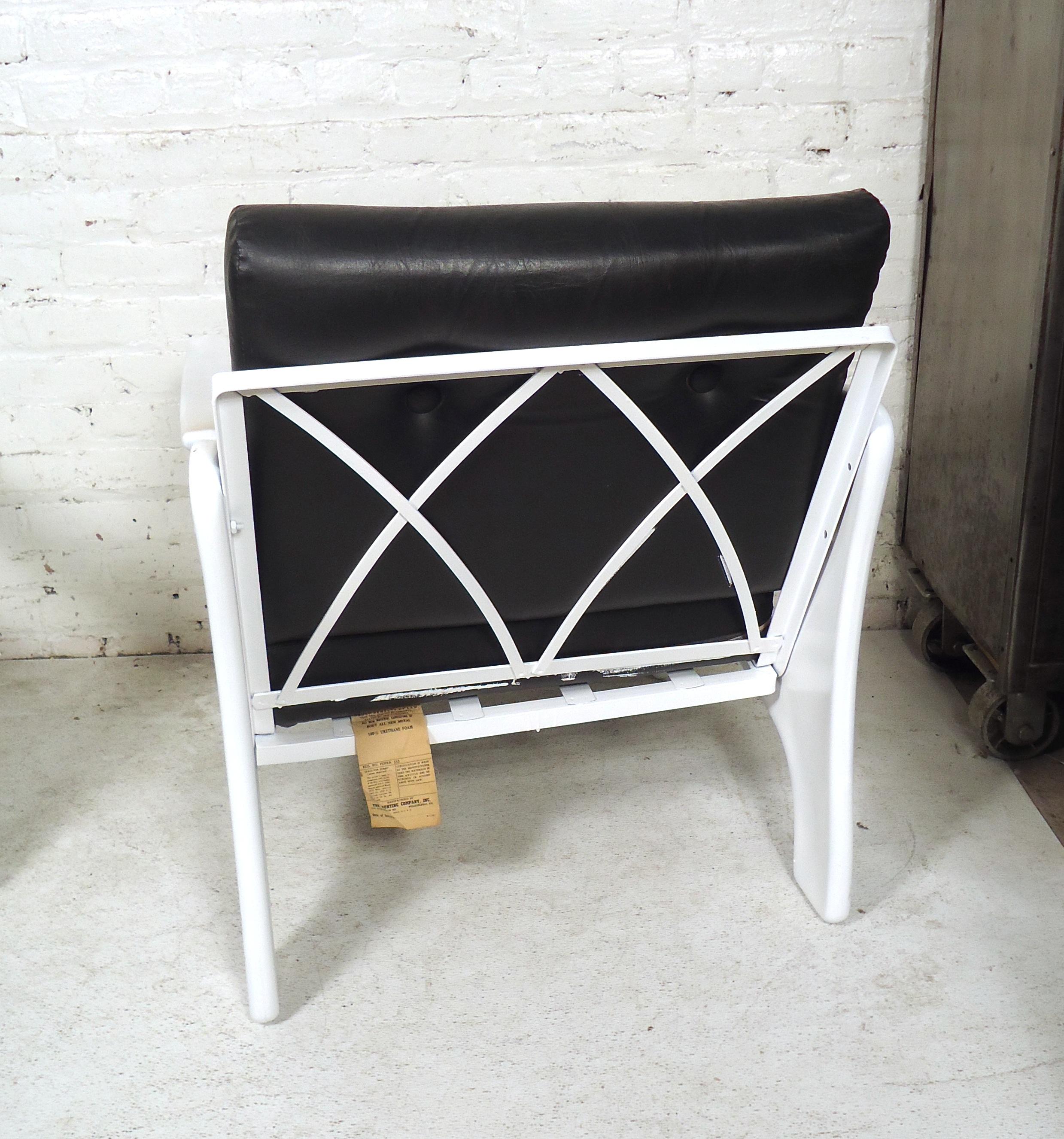Pair of Vintage Modern Vinyl Chairs For Sale 1