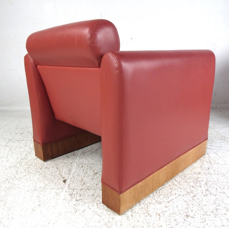 Pair of Vintage Modern Vinyl Lounge Chairs by Charlotte Chair Co. For