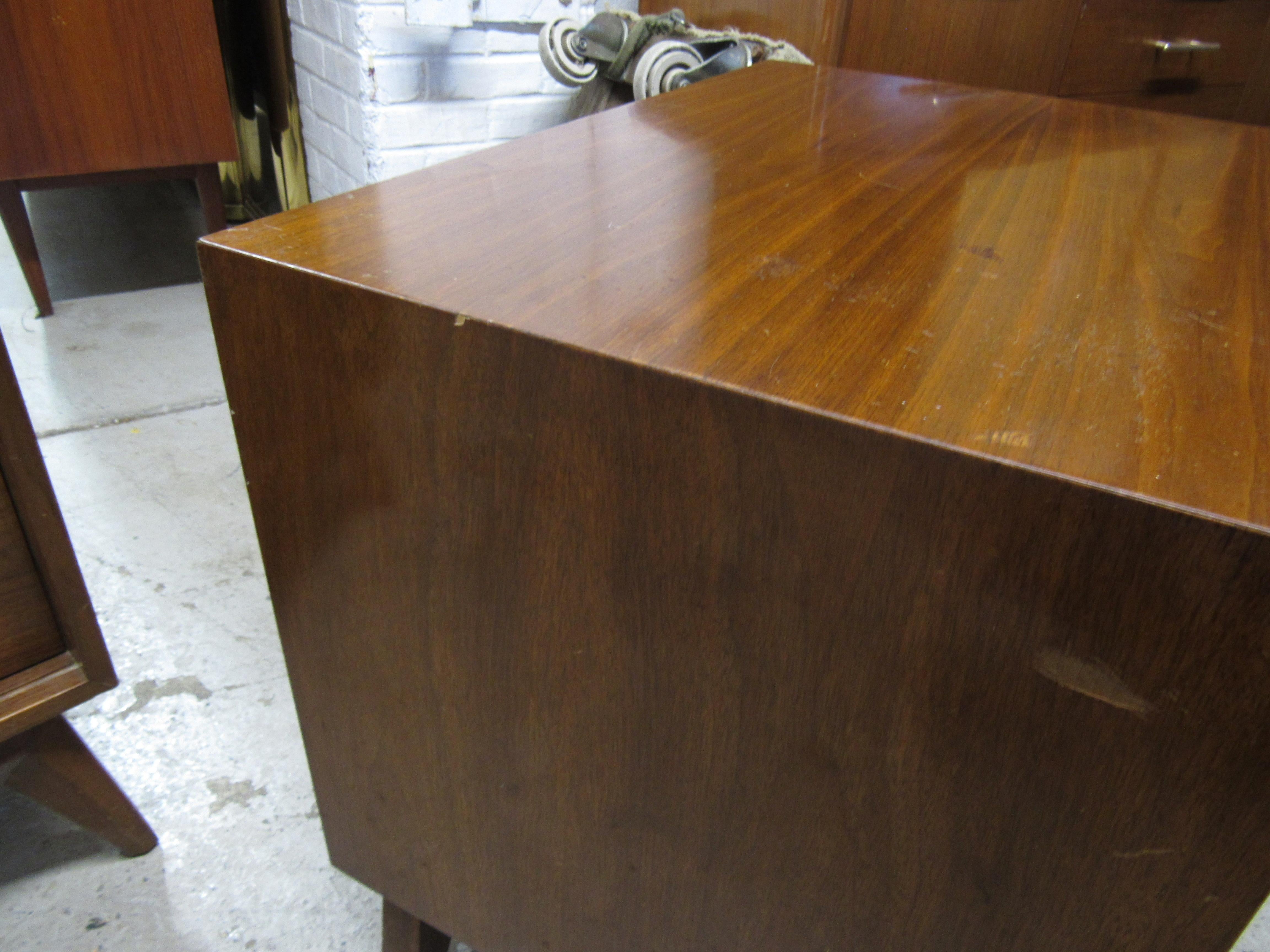 Pair of Vintage Modern Walnut End Tables 1