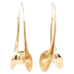 Pair of Vintage Modernist 18K Yellow Gold Infinity Hoop Earrings