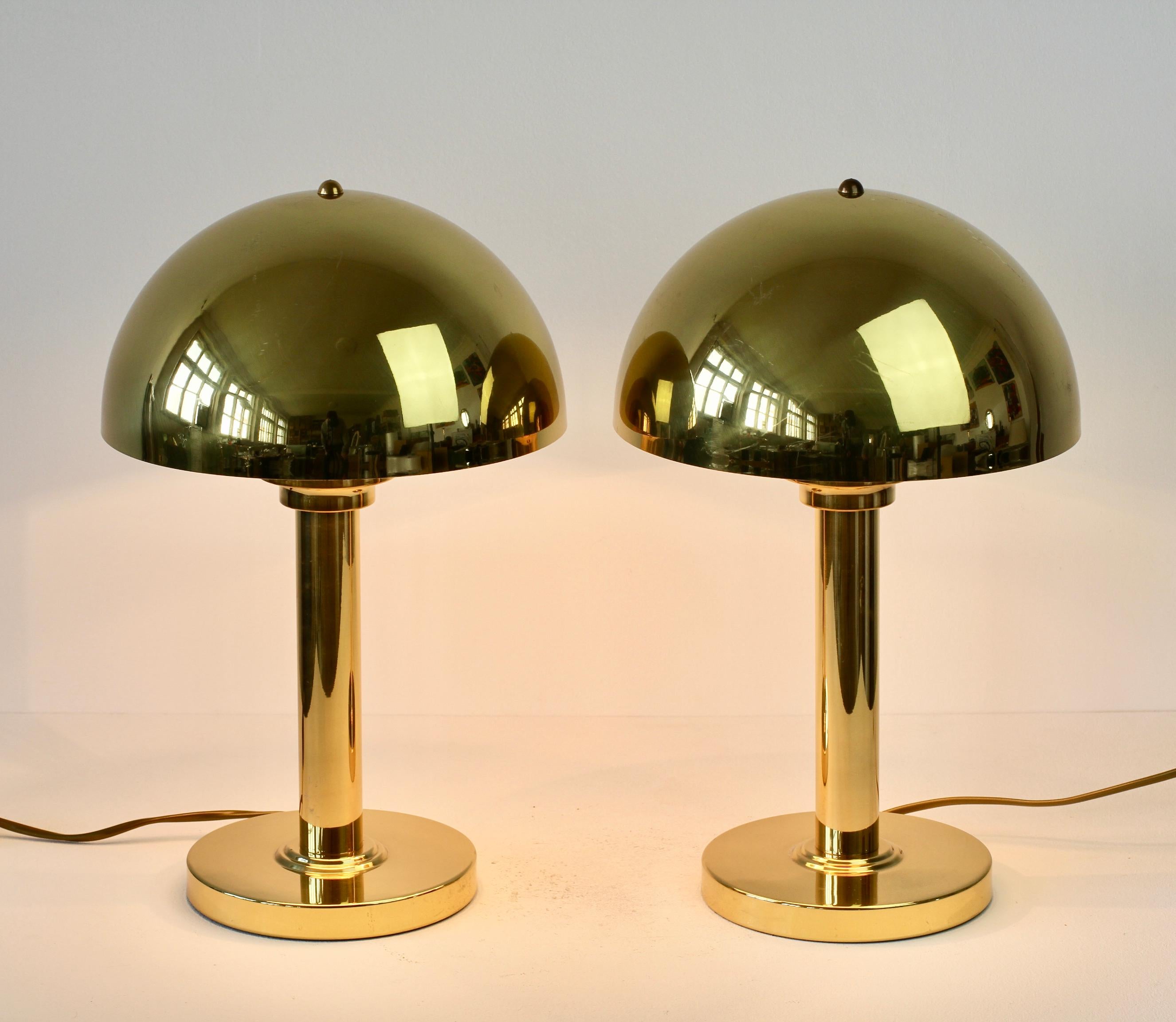 Pair of Vintage Modernist Art Deco Style Polished Brass Table Lamps In Good Condition In Landau an der Isar, Bayern