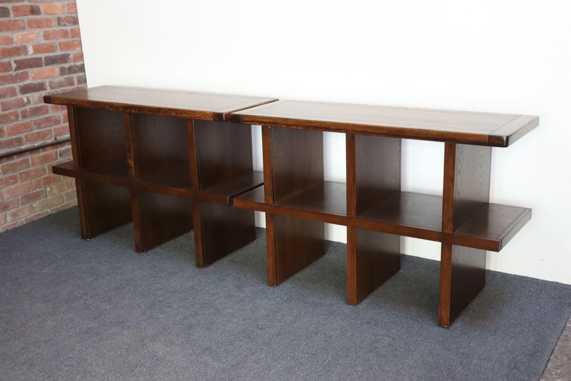 Coppia di librerie modulari vintage / scaffali per dischi in frassino tinto in vendita 2