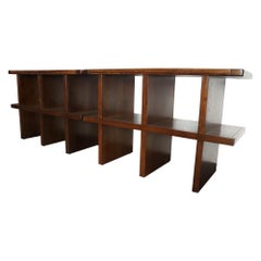 Pair of Vintage Modular Bookcases / Record Shelves in Stained Ash