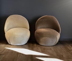 Pair of Vintage Mohair 'Romeo and Juliet' Lounge Chairs by J. Robert Scott