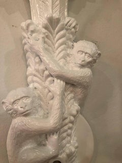 Pair of Vintage Monkey Wall Light Sconces Palm Leaf
