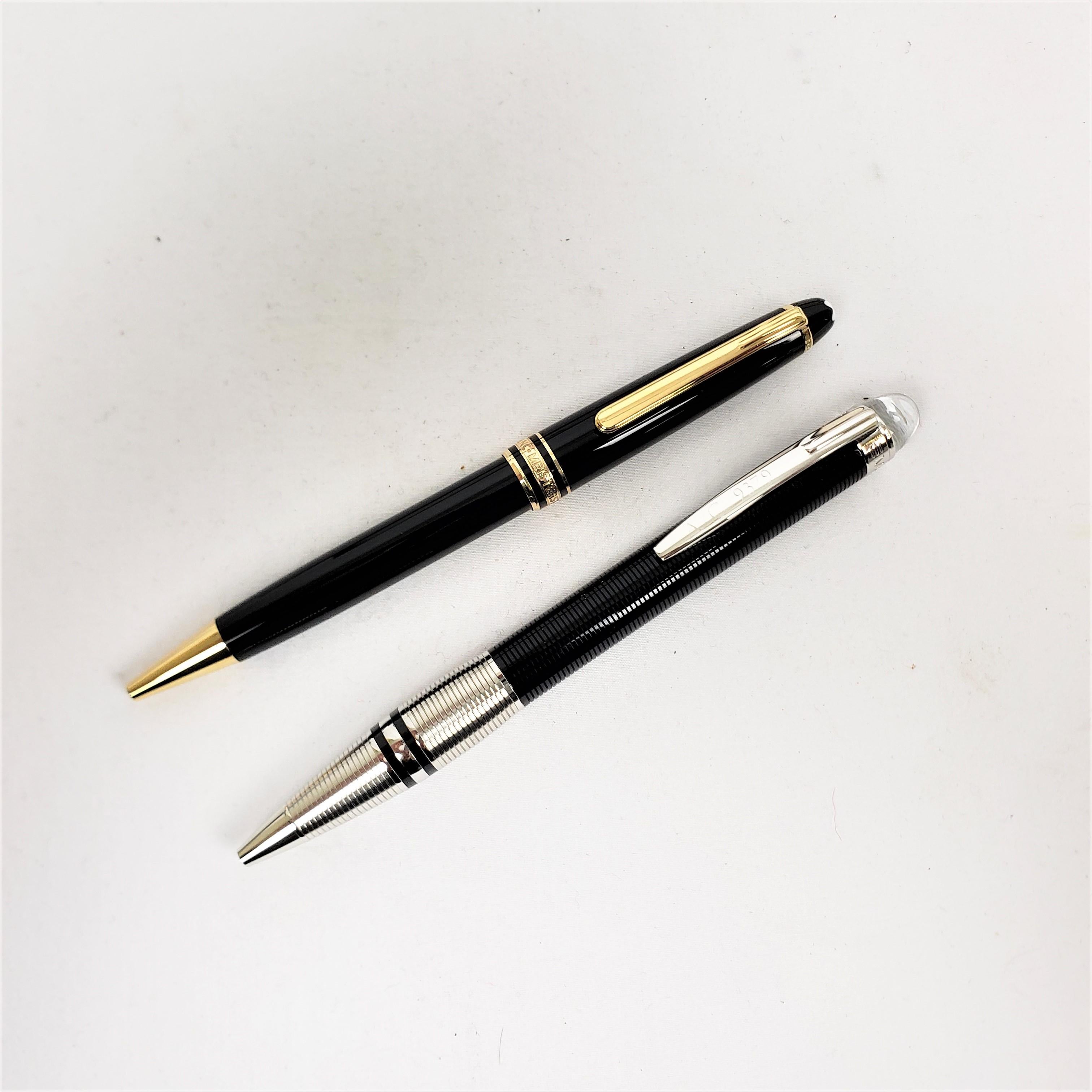 Modern Pair of Vintage Montblanc Meisterstruck & Starwalker Pens with Boxes & Papers For Sale
