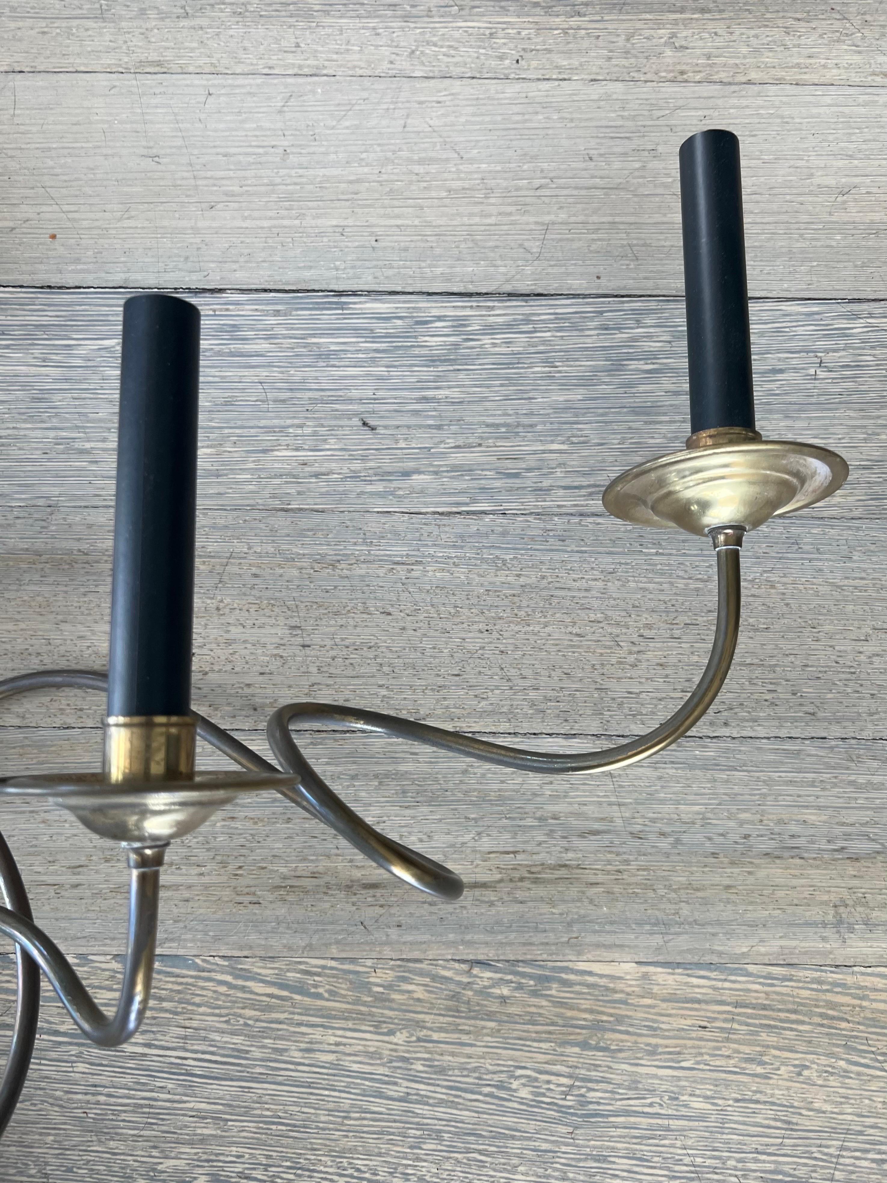 American Classical Pair of Vintage Monumental 6 arm Brass Sconces from David Adler Residence For Sale