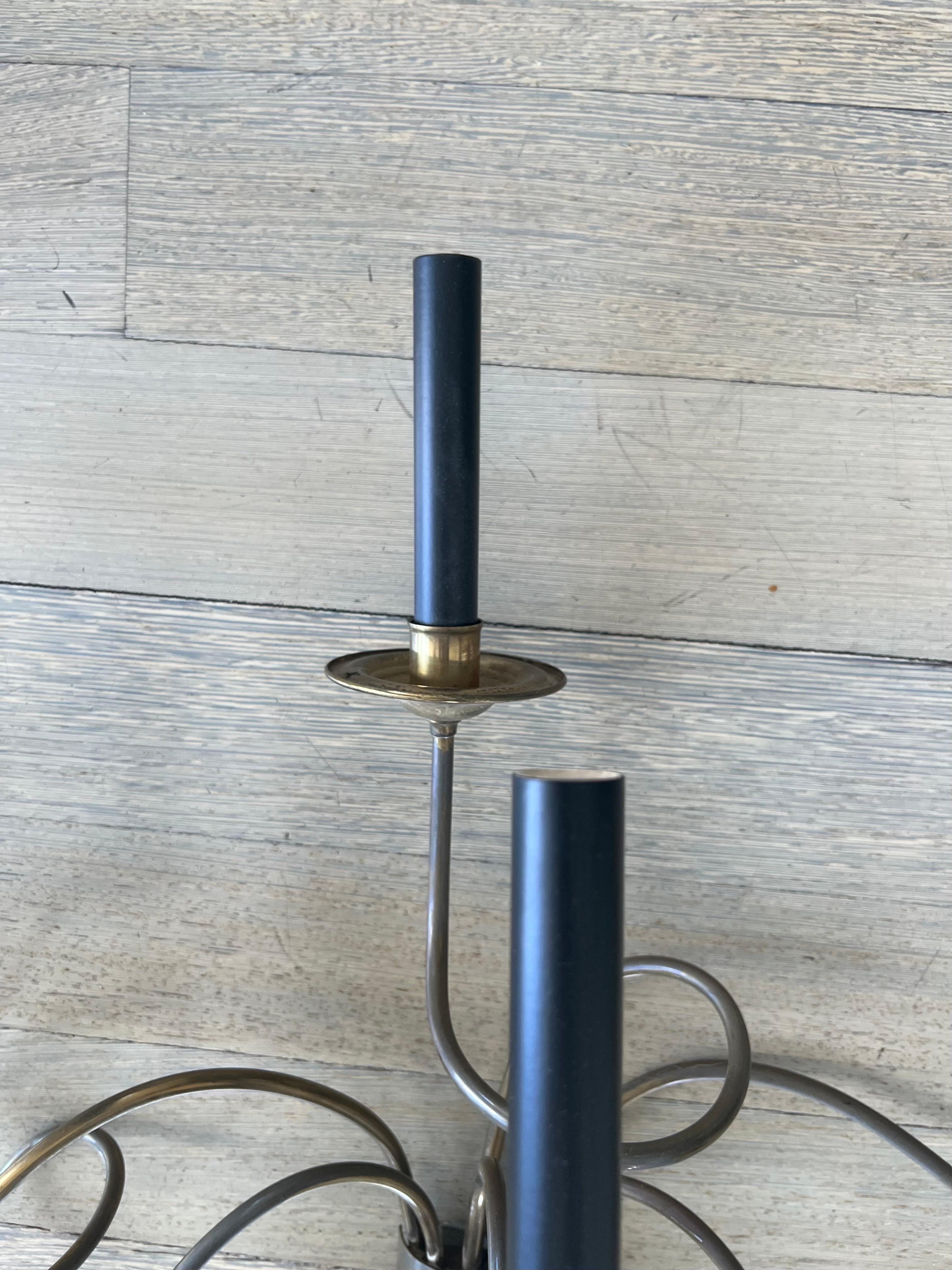 American Pair of Vintage Monumental 6 arm Brass Sconces from David Adler Residence For Sale