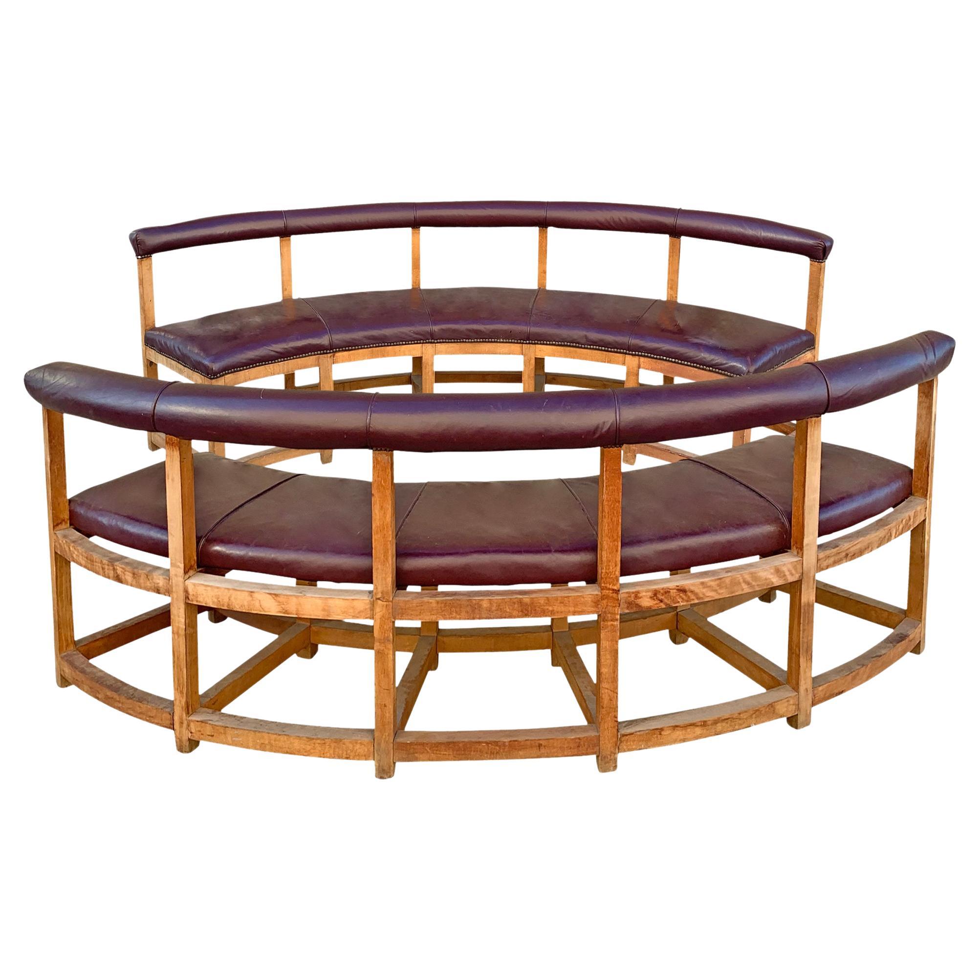 Pair of Vintage Monumental Curved Benches