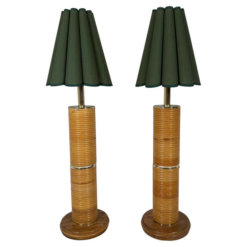 Vintage Coastal Pencil Reed Table Lamps - a Pair For Sale at 1stDibs