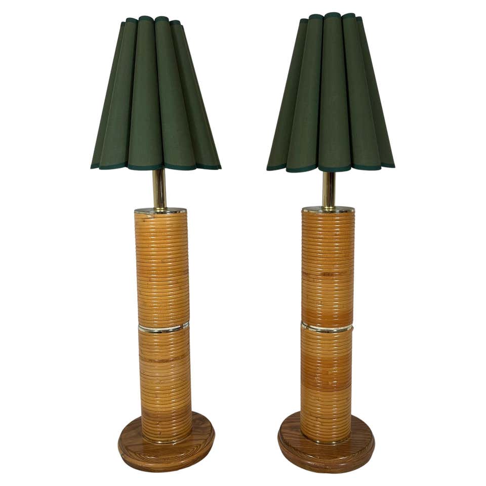 Vintage Coastal Pencil Reed Table Lamps - a Pair For Sale at 1stDibs
