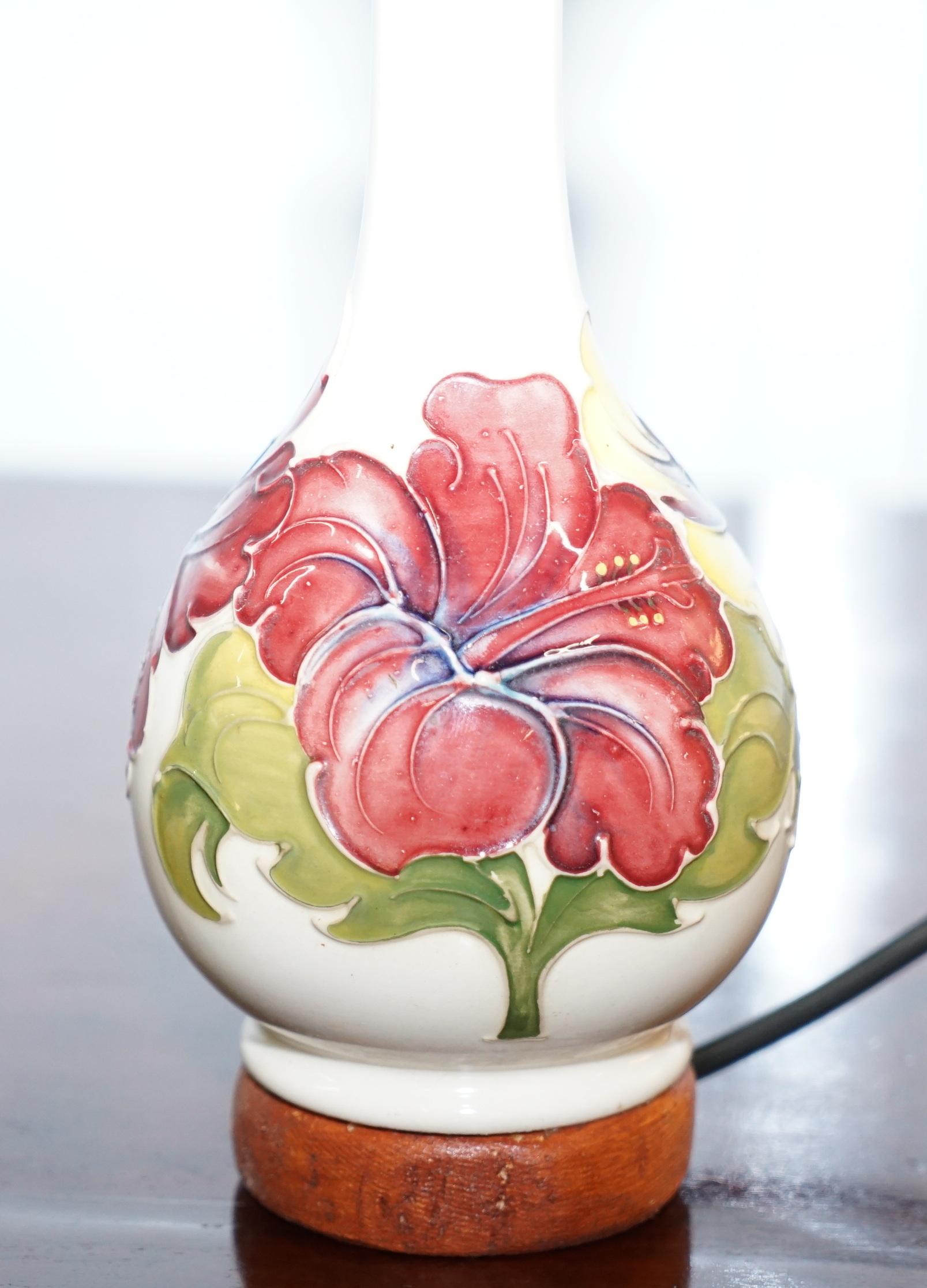 Hand-Crafted Pair of Vintage Moorcroft Vase Lamps Fully Restored and Converted Lovely, Pair