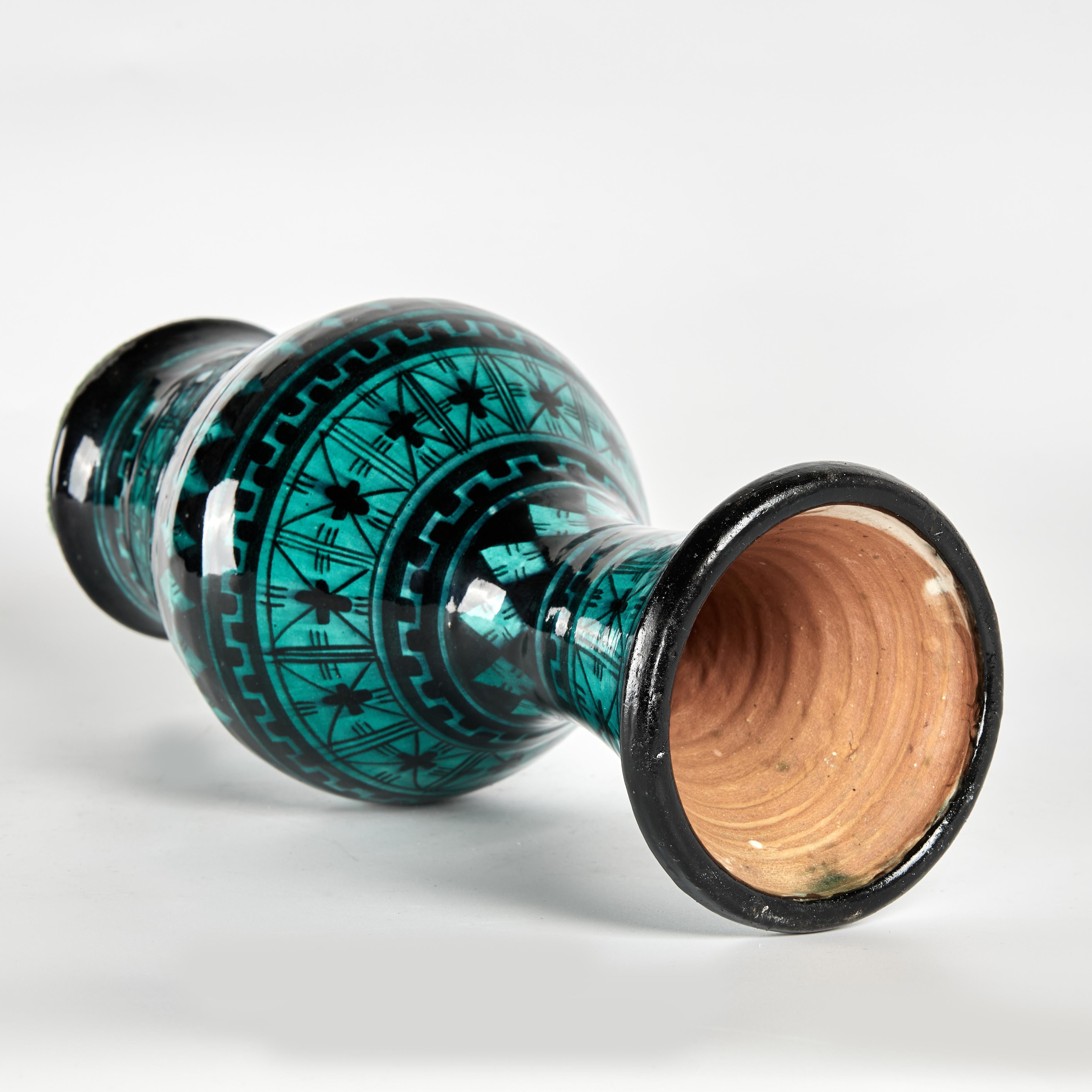 Paire de vases vintage en poterie émaillée Safi du Maroc en vente 2