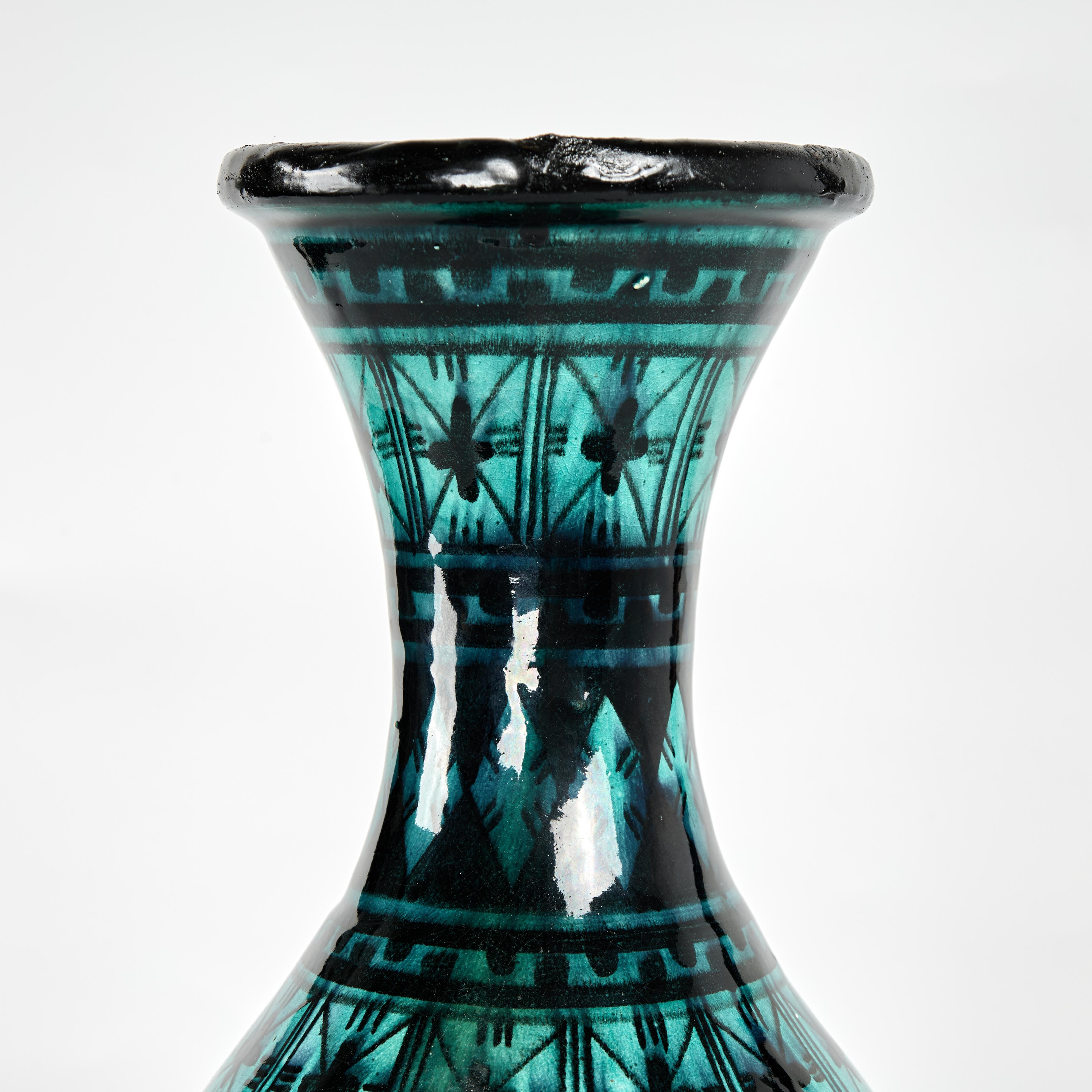 Mid-Century Modern Paire de vases vintage en poterie émaillée Safi du Maroc en vente