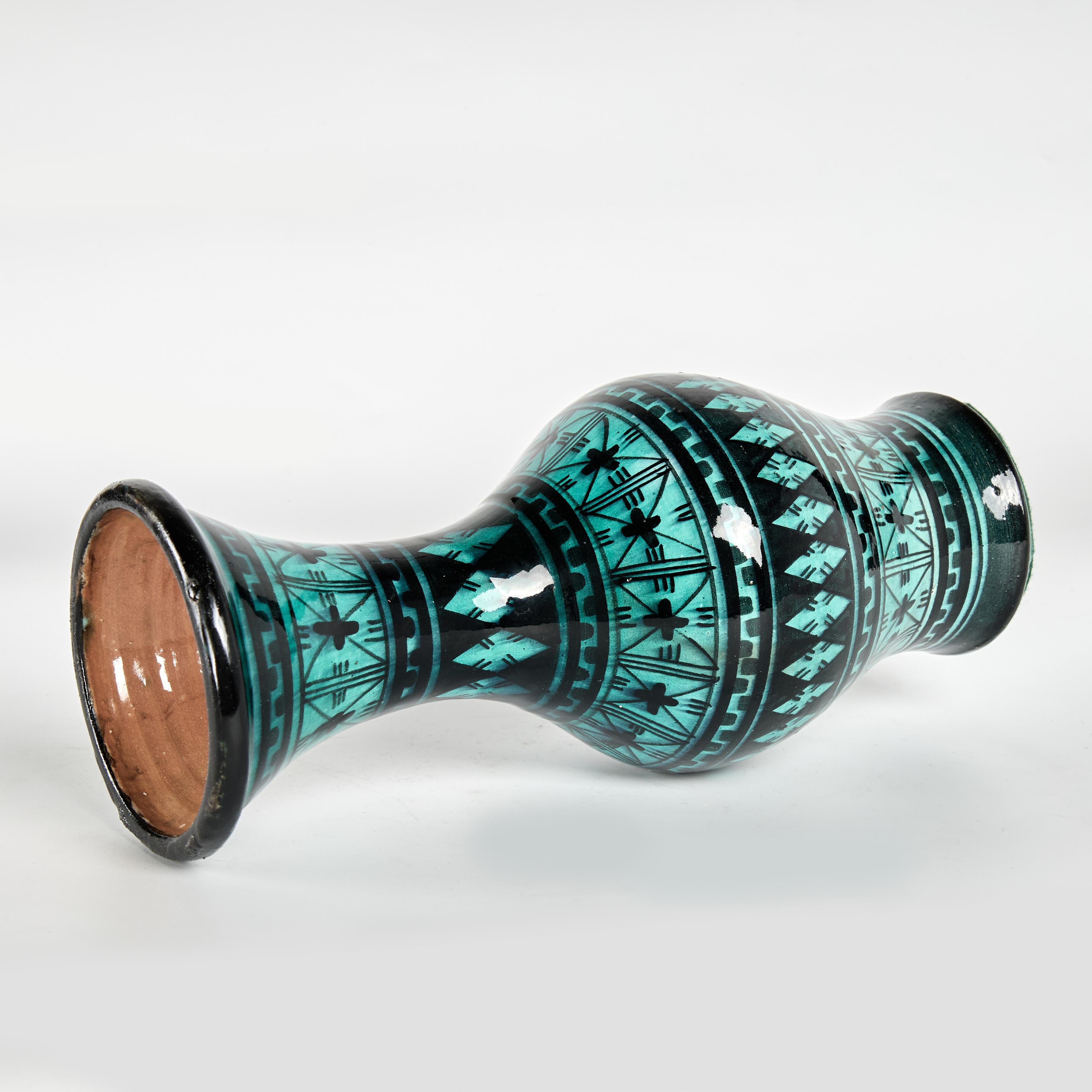 Vernissé Paire de vases vintage en poterie émaillée Safi du Maroc en vente