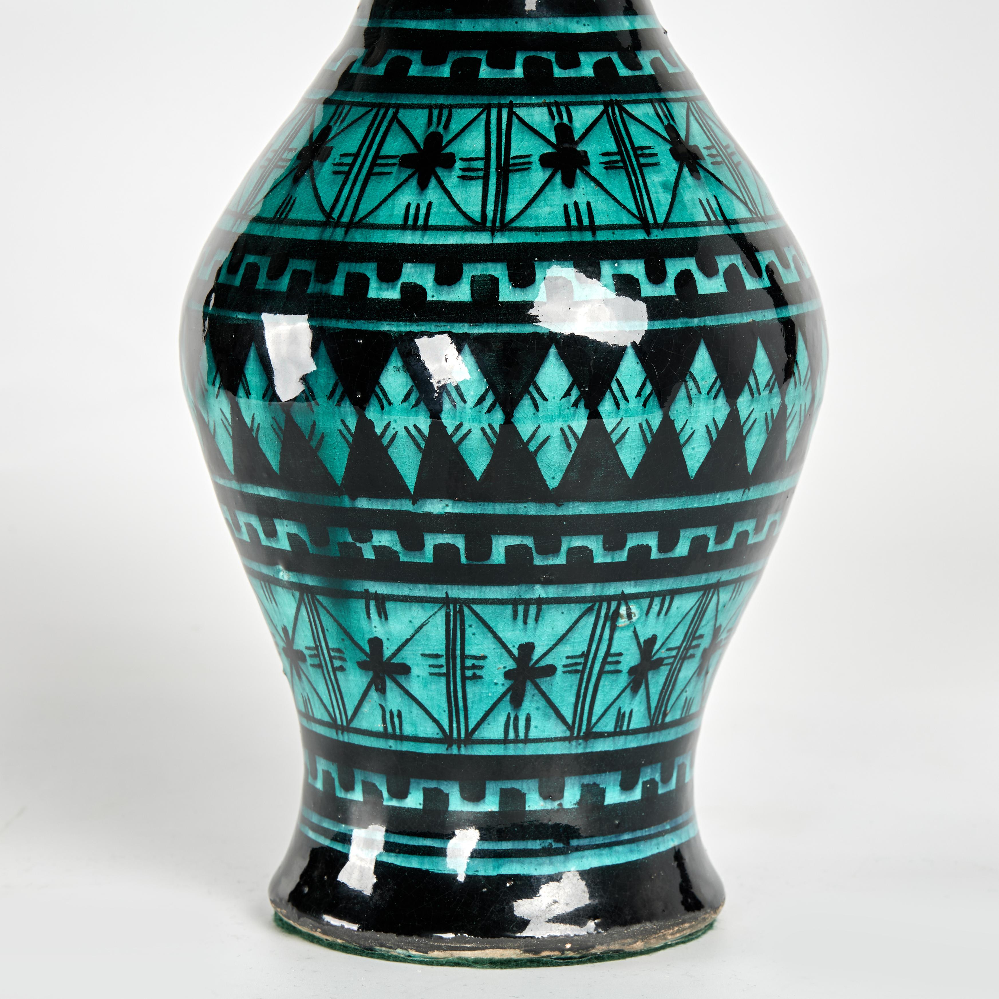 Paire de vases vintage en poterie émaillée Safi du Maroc en vente 1