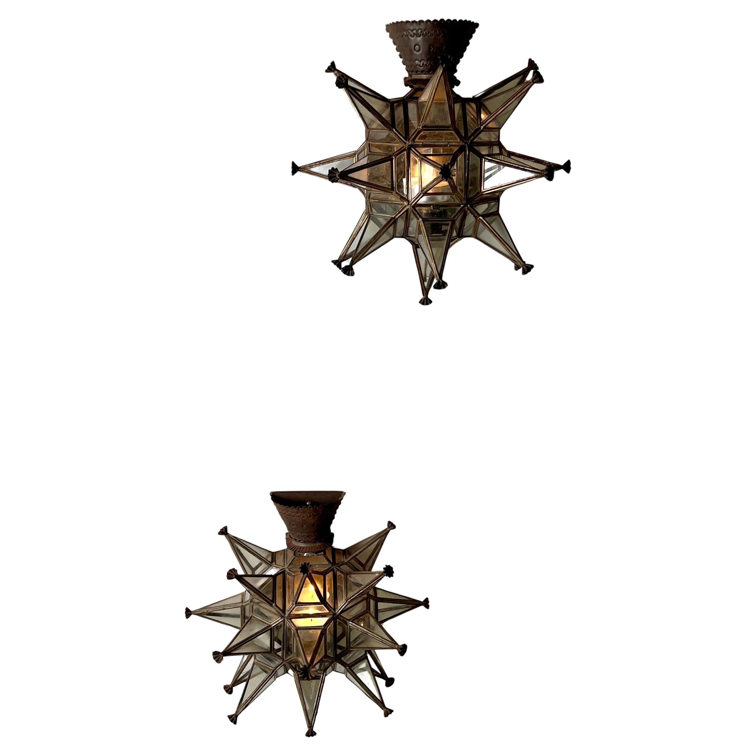 Paire d
appliques marocaines vintage en forme d
étoiles