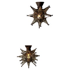 Pair Of Vintage Moroccan Star Wall Lights