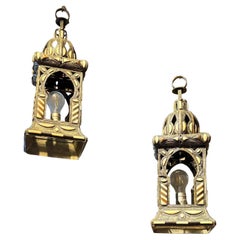 Pair of Vintage Moroccan Style Handcrafted Electrified Hanging Pendant Light