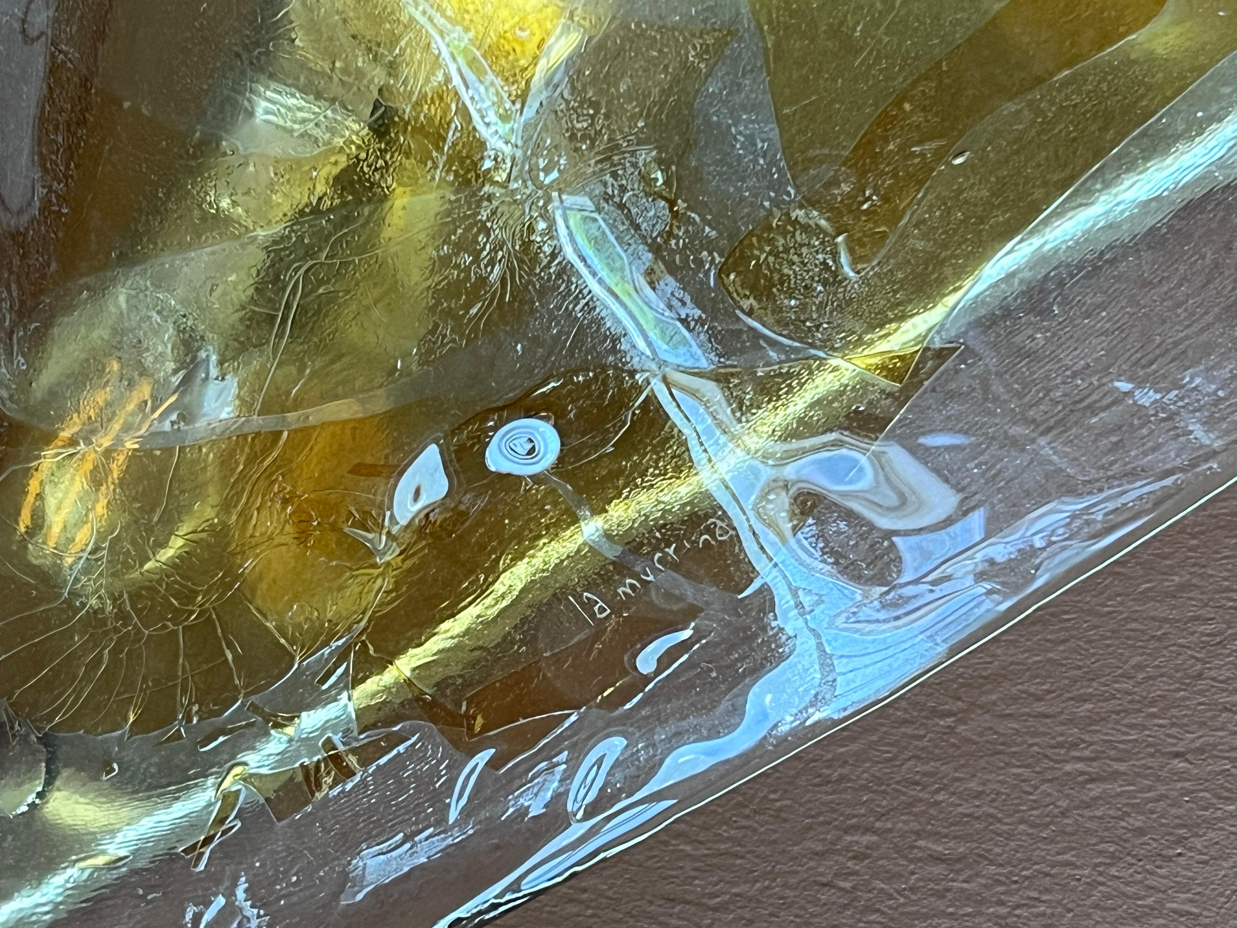 Pair of Vintage Murano Accent Wall Lamps in Clear and Orange Glass by La Murrina In Good Condition For Sale In Milano, IT
