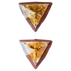 Pair of Vintage Murano Accent Wall Lamps in Clear and Orange Glass by La Murrina