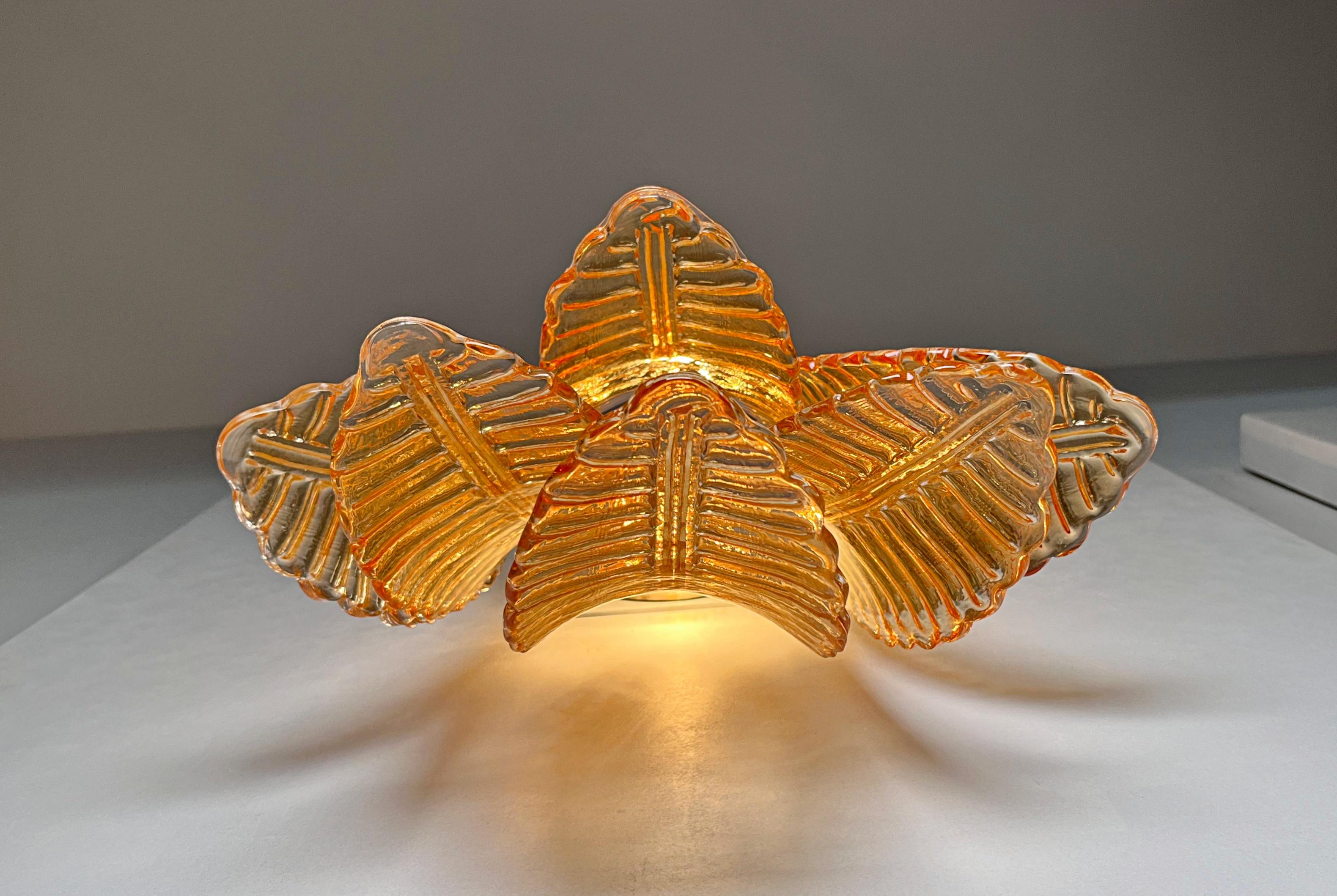 Pareja de apliques vintage de cristal Felci ámbar de Murano en venta 10