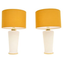 Pair of Retro Murano Glass and Brass Table Lamps