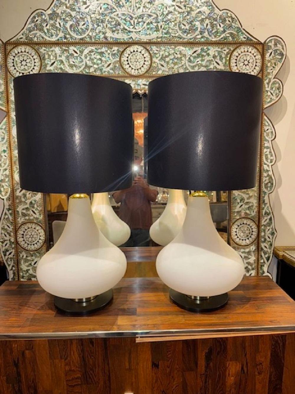 Paar Balusterlampen aus Murano-Glas (Metall) im Angebot