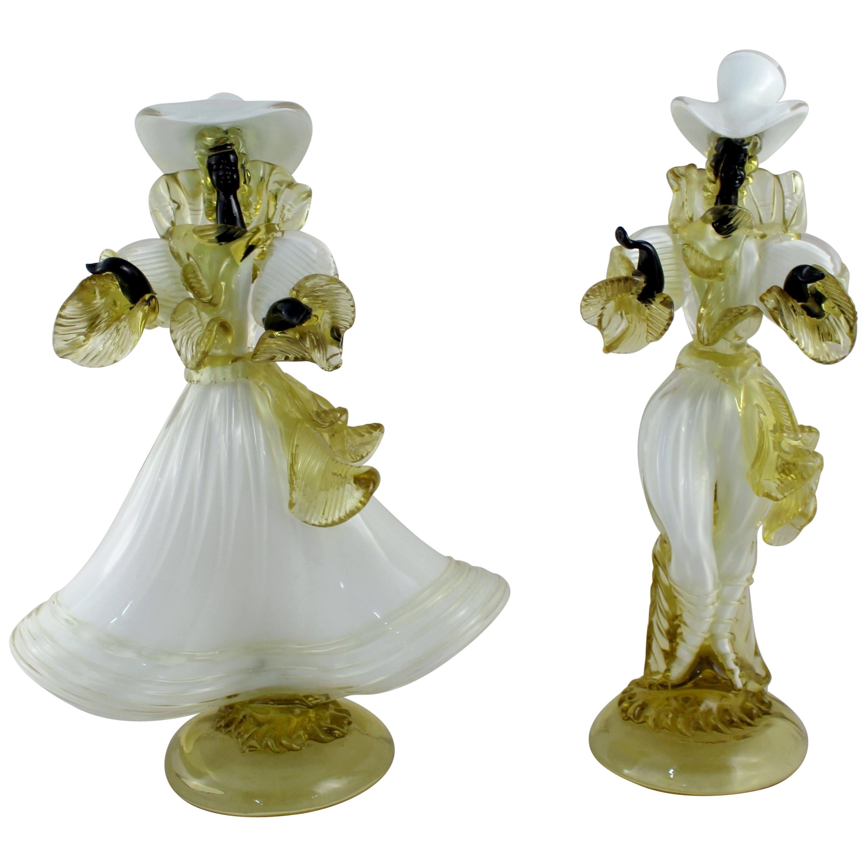 Pair of Vintage Murano Glass Figures For Sale