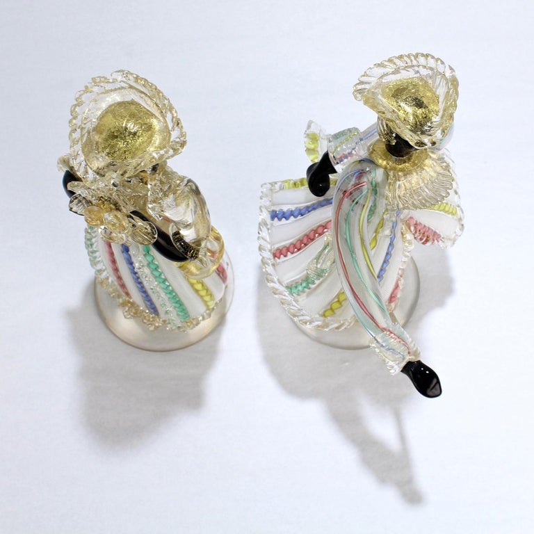 Pair of Vintage Murano Glass Lady and Gentleman Figurines at 1stDibs