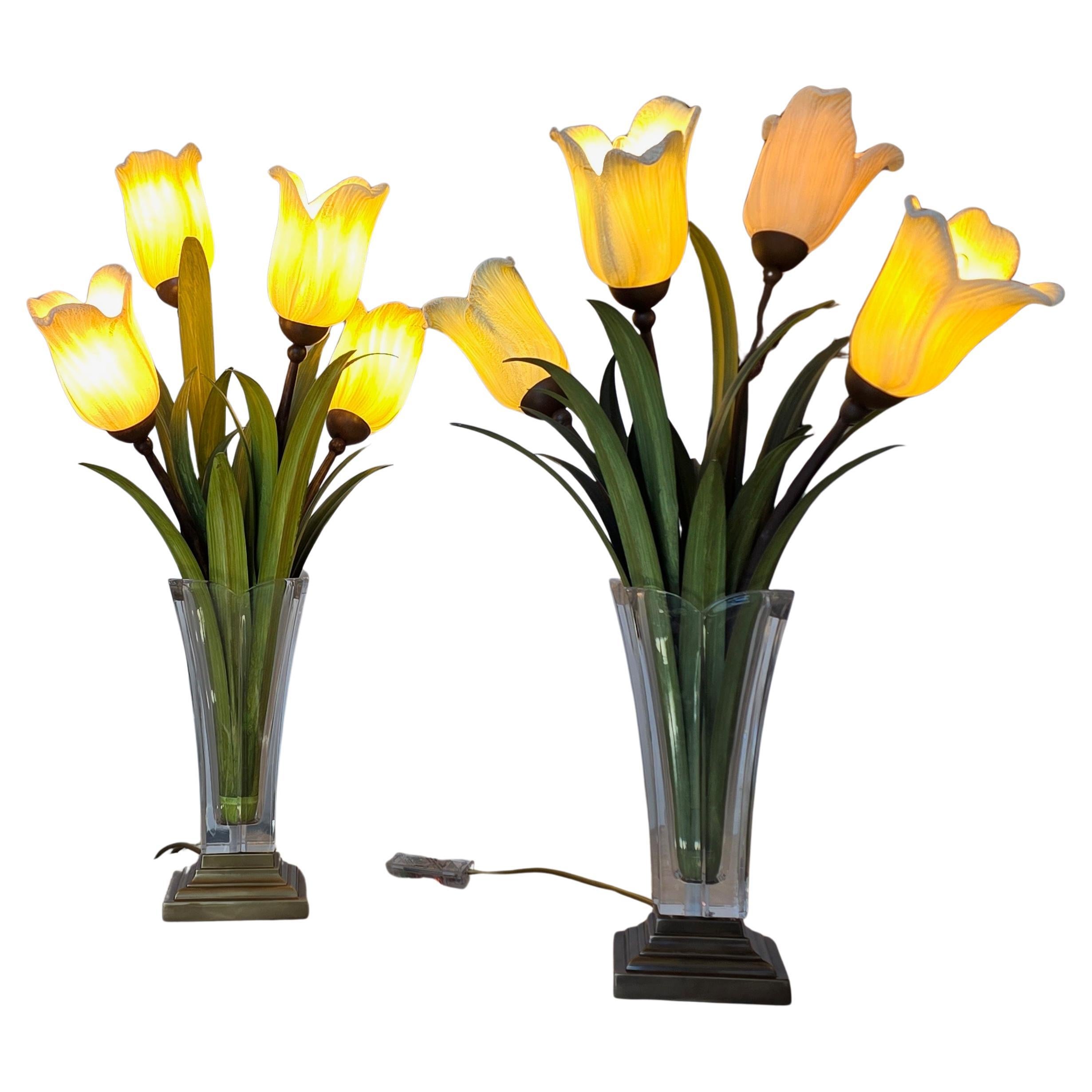 Paar Blumenvasen aus Murano-Glas um 1980 (Patiniert) im Angebot