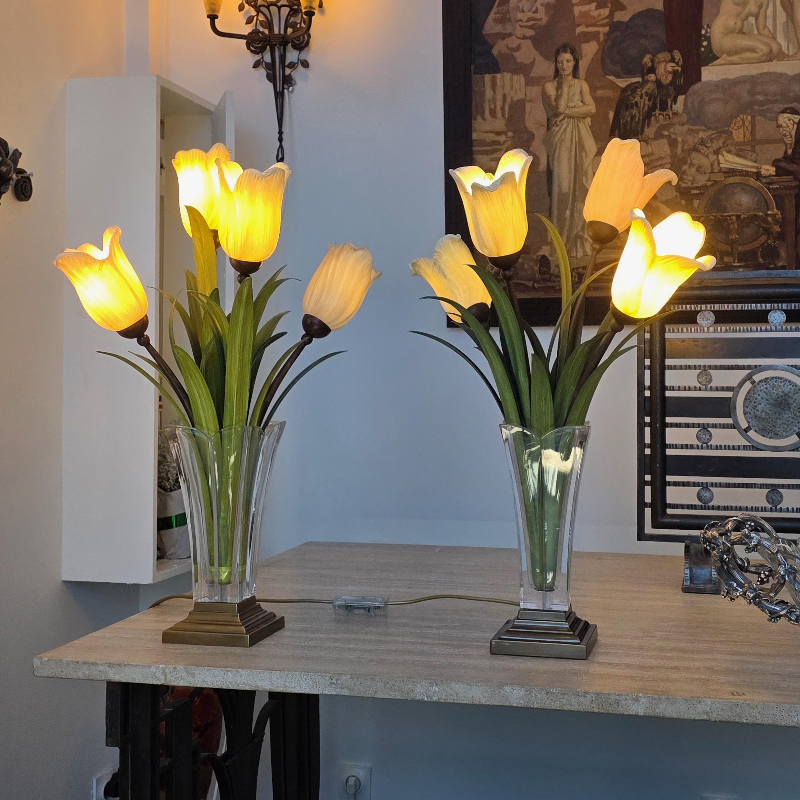 Paar Blumenvasen aus Murano-Glas um 1980 (Ende des 20. Jahrhunderts) im Angebot