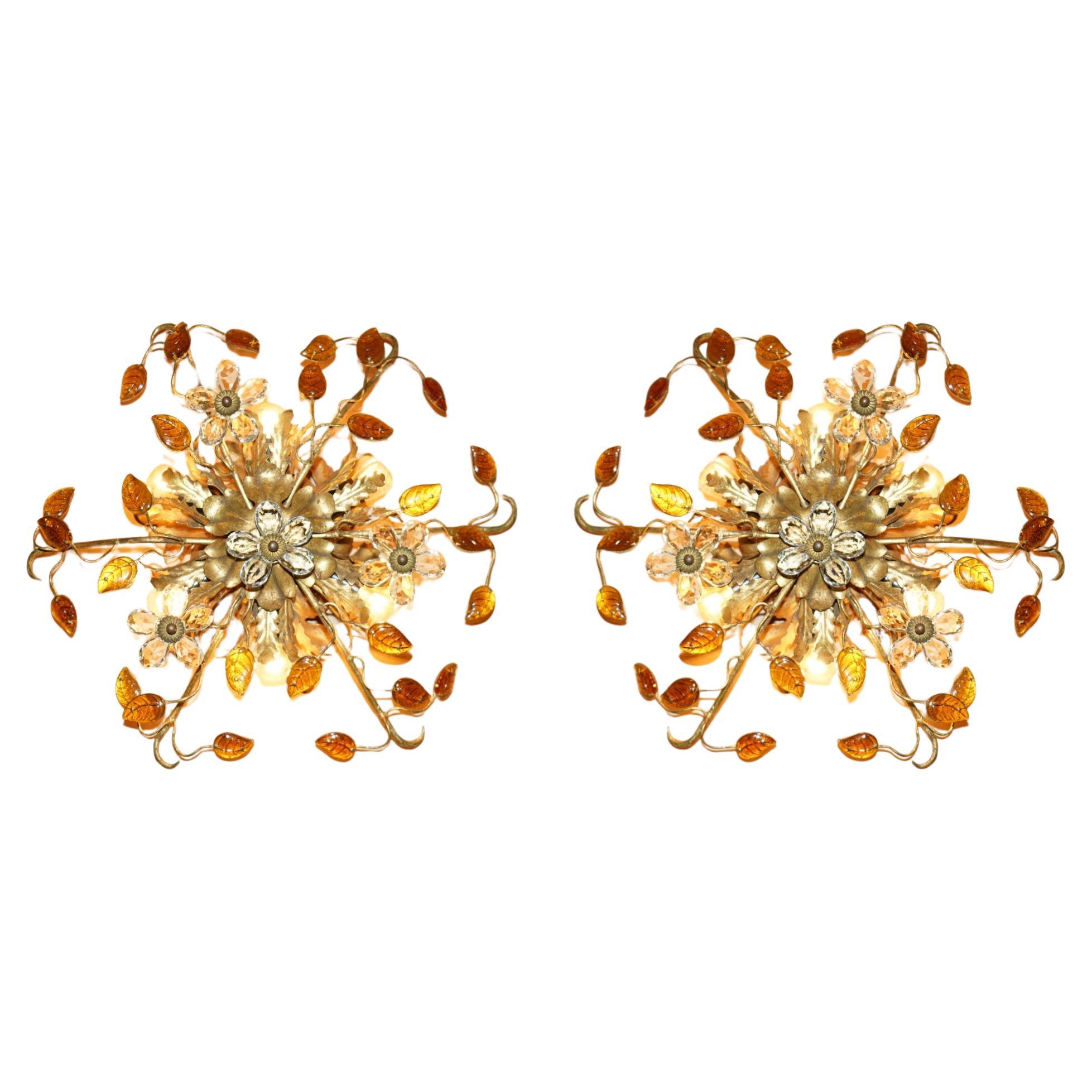 PAiR VINTAGE MURANO GLAS ITALIENISCHE BANCI FIRENZE WANDSCHRÄNKE ODER KANDELLIERER im Angebot