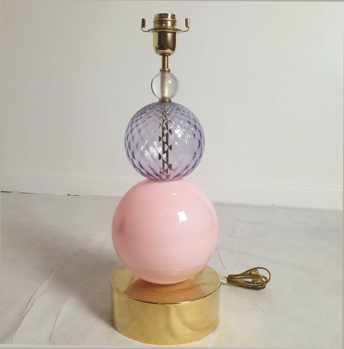Mid-Century Modern Paire de lampes vintage en verre de Murano en vente