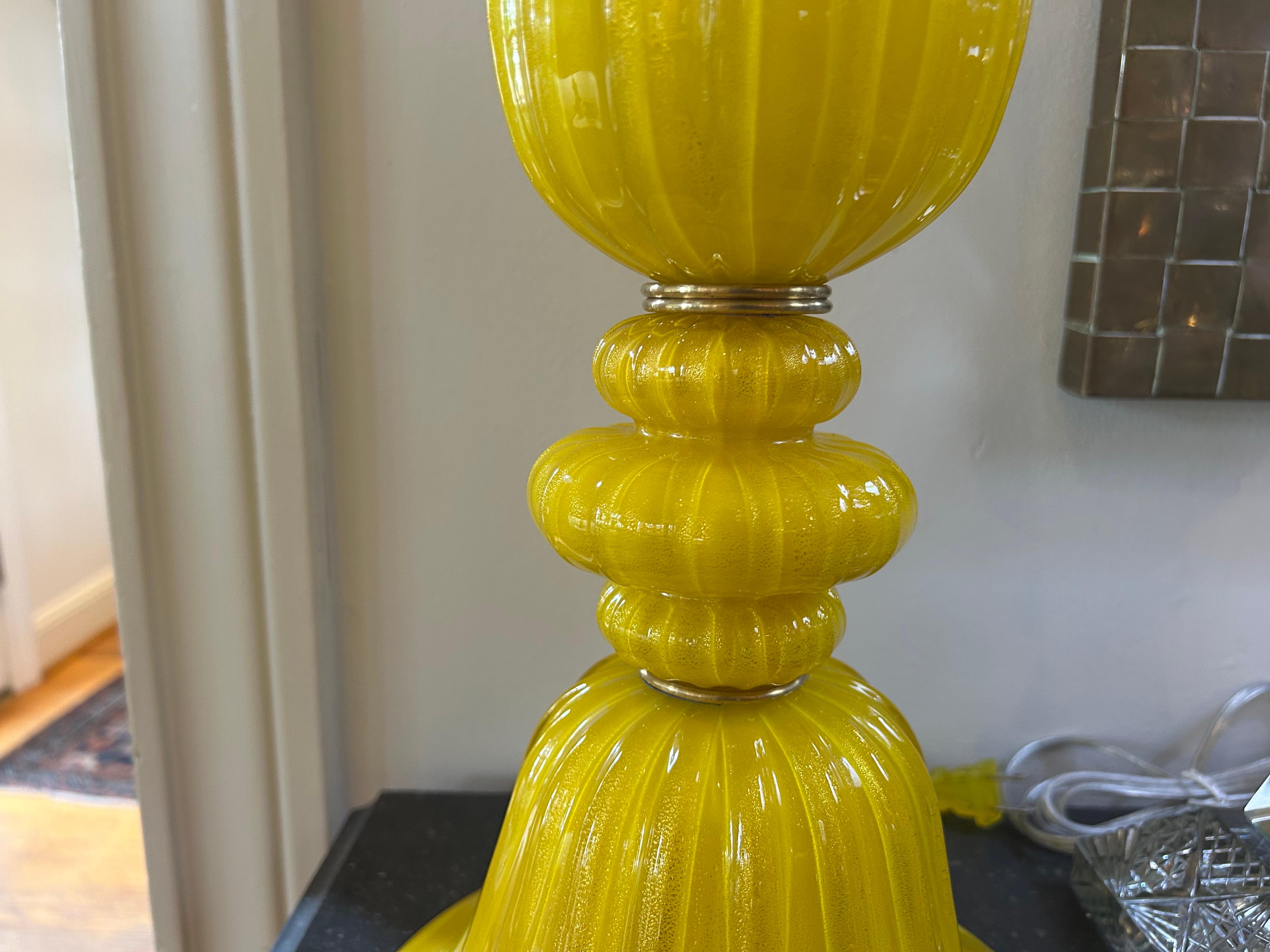 Hollywood Regency Pair Of  Murano Glass Lamps For Sale