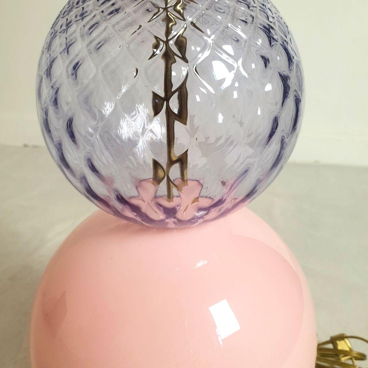 Late 20th Century Pair of vintage Murano glass lamps For Sale