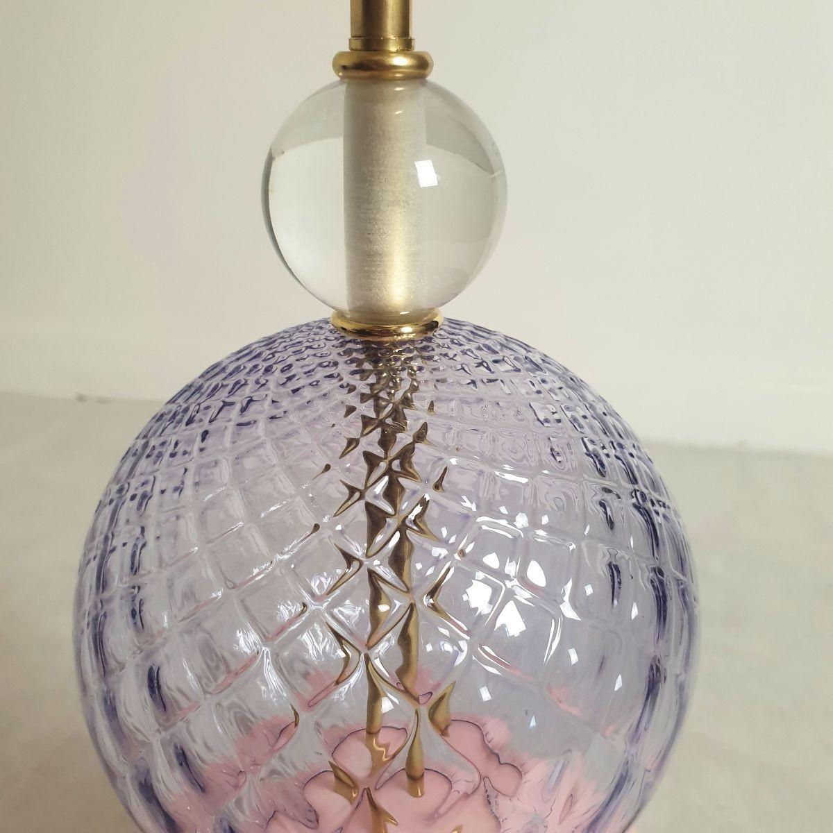 Brass Pair of vintage Murano glass lamps For Sale