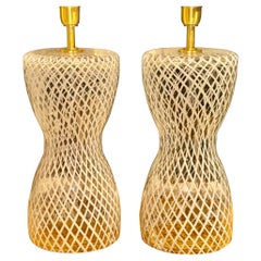 Pair of Vintage Murano Glass Lattice Lamps