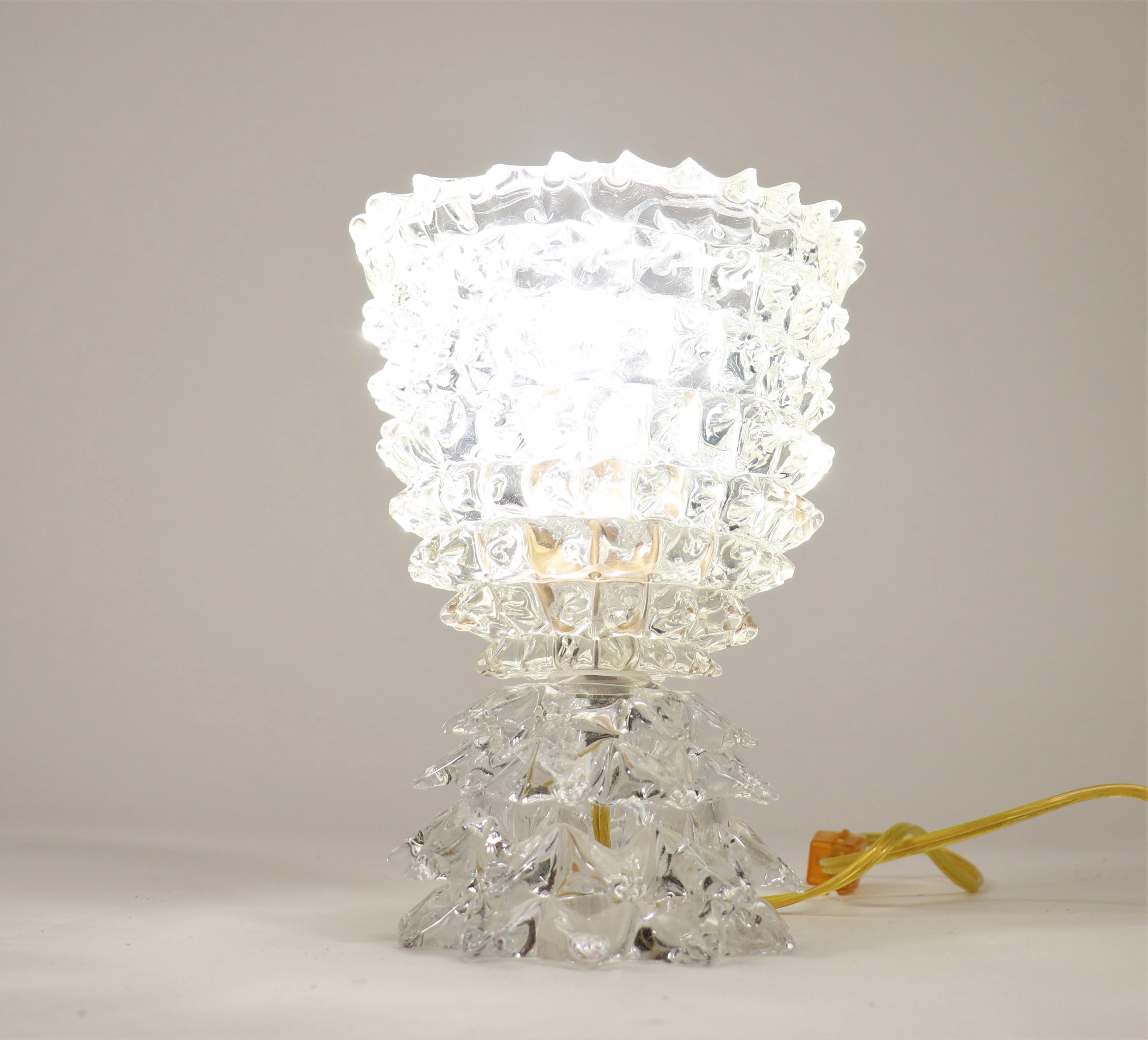 Pair of Vintage Murano Glass Rostrato Lamps in the Manner of Ercole Barovier For Sale 4