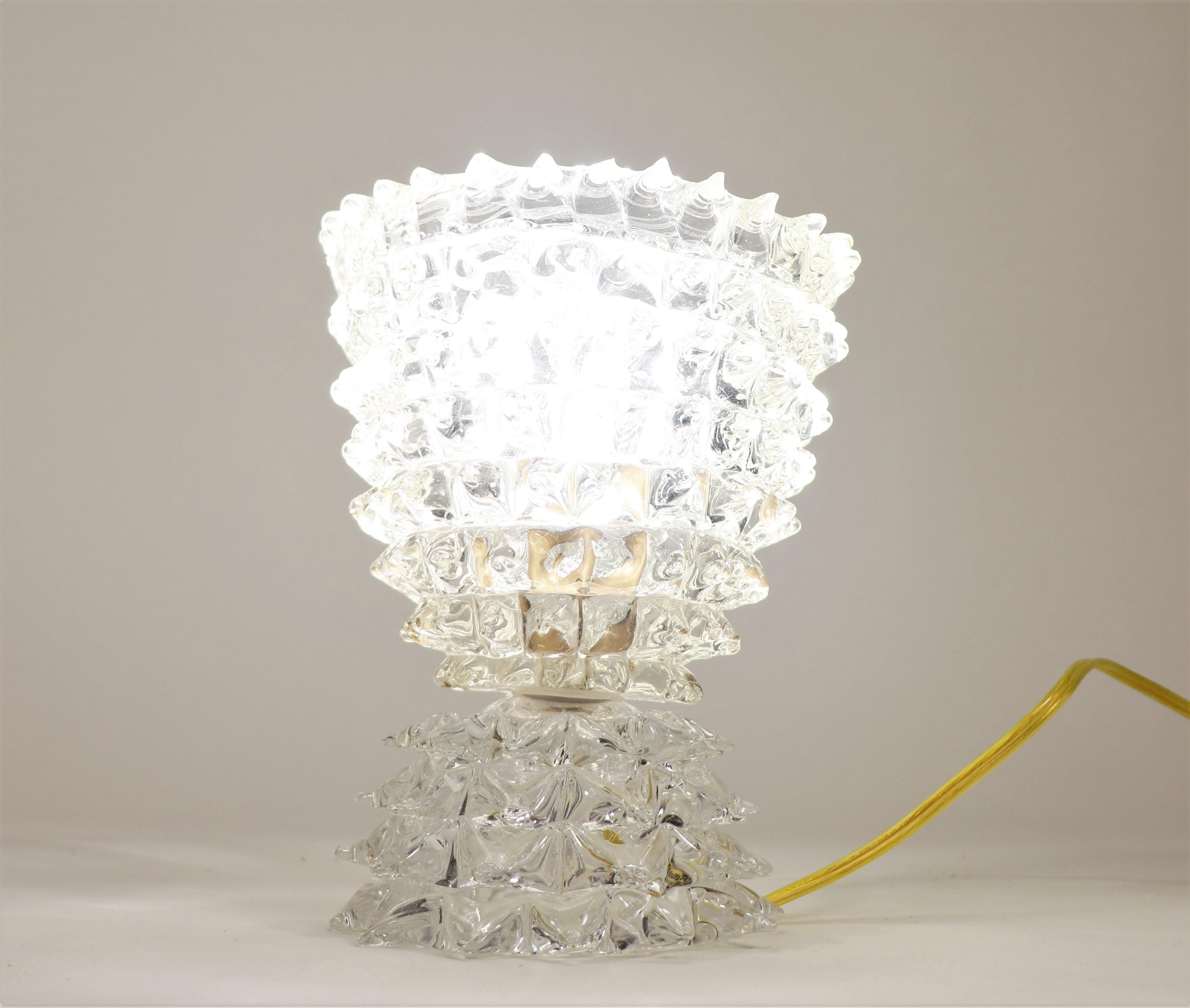 Pair of Vintage Murano Glass Rostrato Lamps in the Manner of Ercole Barovier For Sale 5