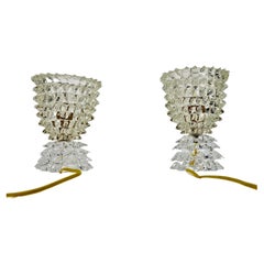 Pair of Retro Murano Glass Rostrato Lamps in the Manner of Ercole Barovier