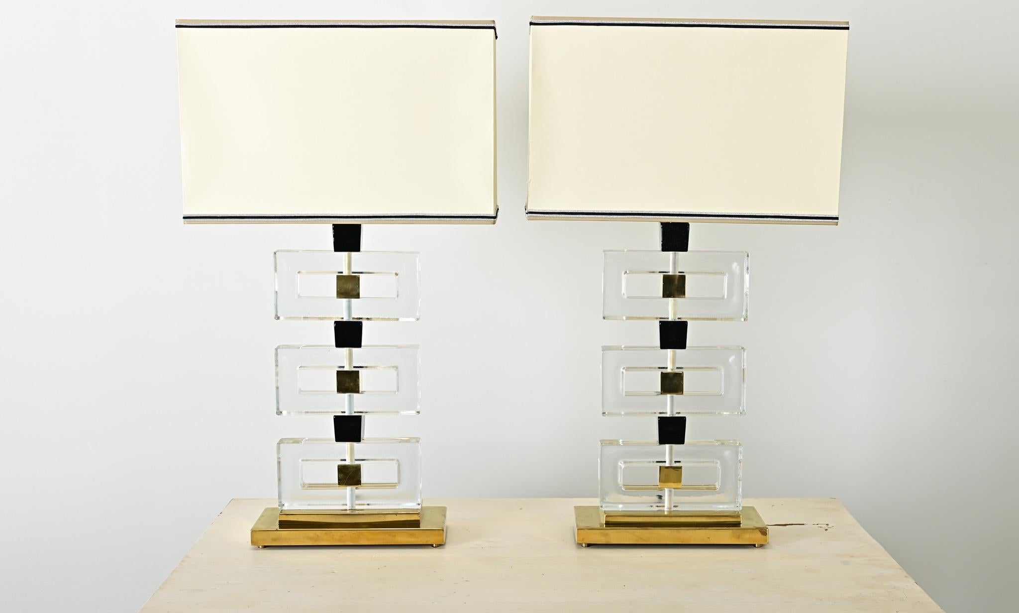 Paar Tischlampen aus Murano-Glas im Angebot 3