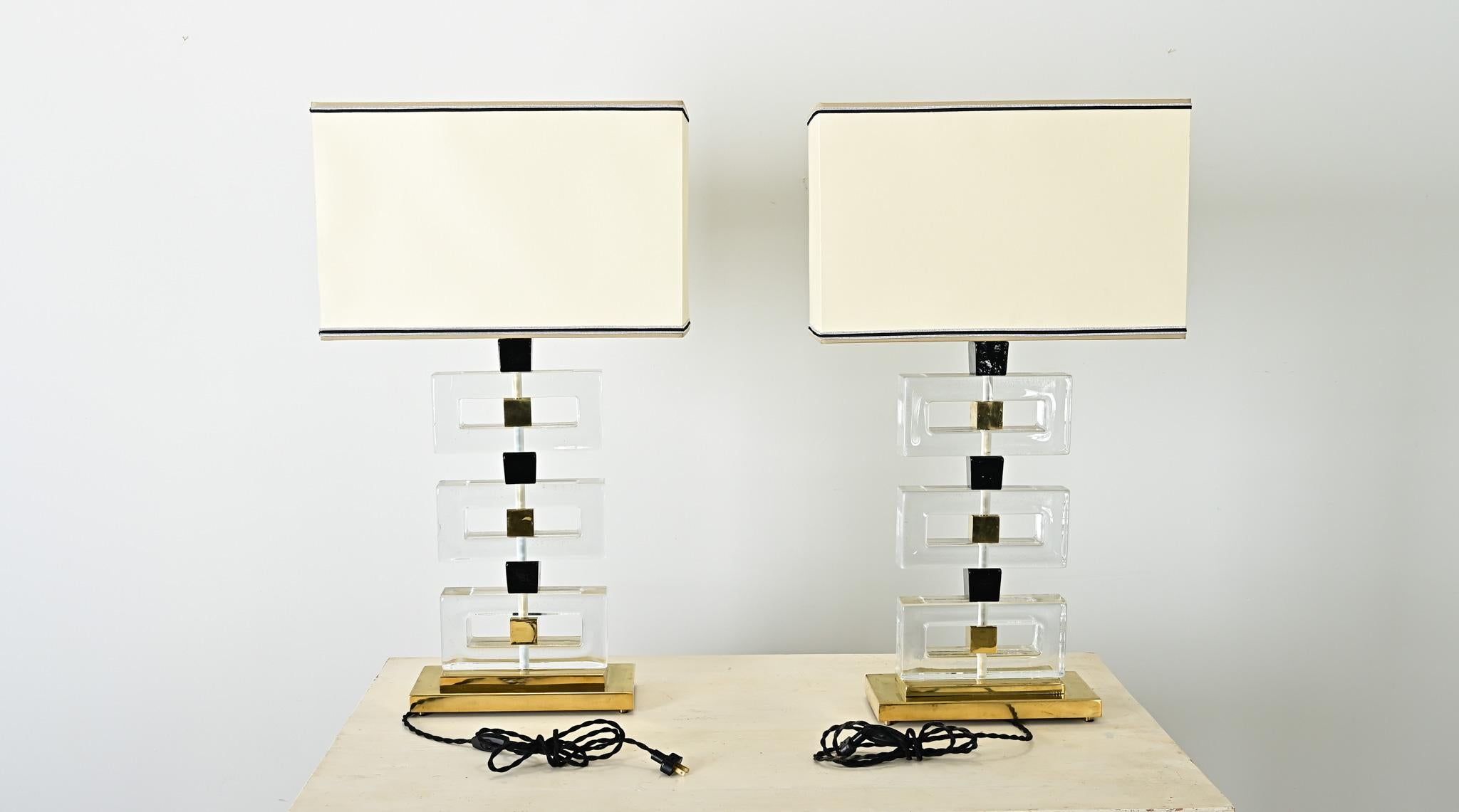 Paar Tischlampen aus Murano-Glas im Angebot 8