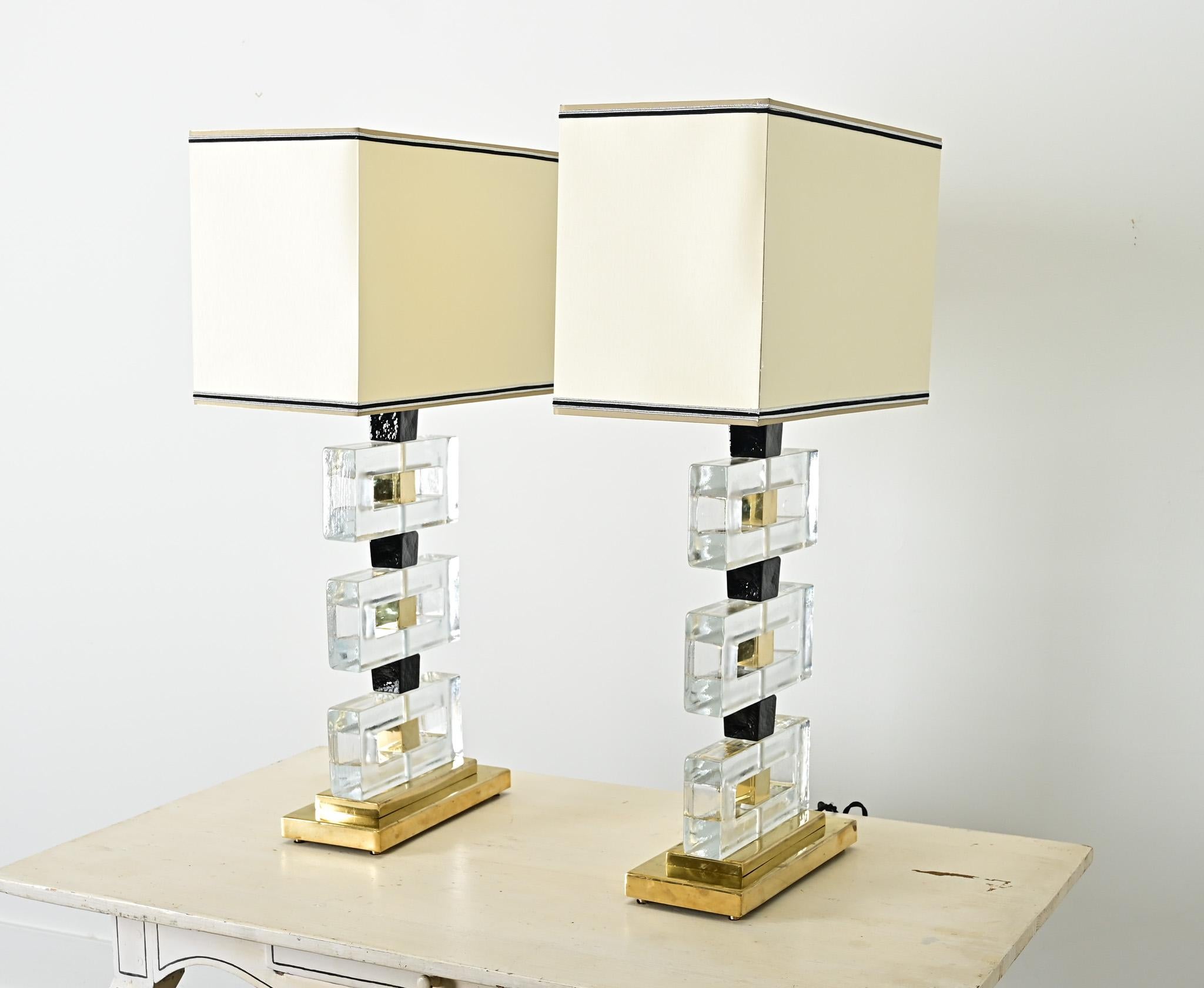 Paar Tischlampen aus Murano-Glas im Angebot 9